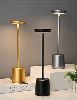 Round Shade Rechargeable Cordless LED Touch Dimming Control Desk Lamp with CE Certificate