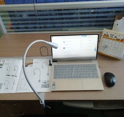 4V DC Voltage Flexible Gooseneck LED Desk Lamp with Clamp Silver Finish