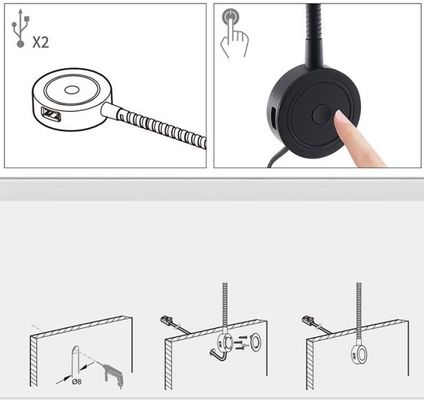 Touch Control LED Desk Lamp with Flexible Gooseneck and Dimmable Reading Light Silver