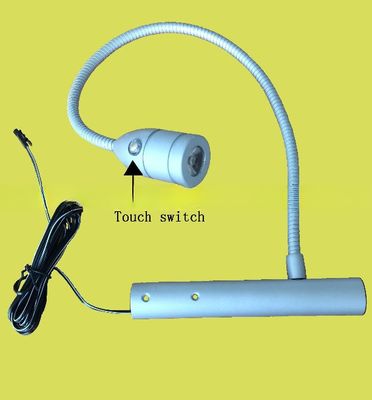 12v 1w Flexible Arm LED Bedside Reading Lights with Touch On Off Switch in Darkness
