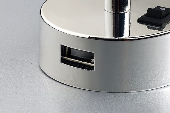 White Shade Hotel LED Desk Table Light with USB Charging Port 30000 Hour Working Lifetime