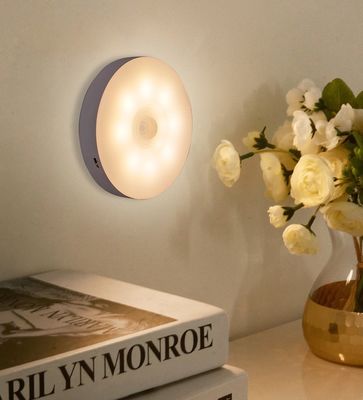 Energy Saving USB Charge LED Night Light with PIR Motion Sensor and Round Shape White
