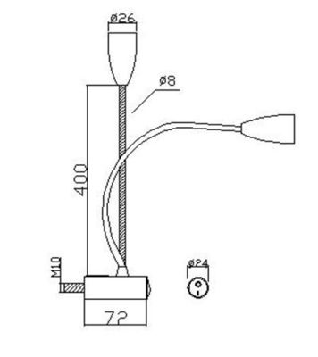 80lm Brightness Flexible LED Headboard Reading Light for Hotel Rooms