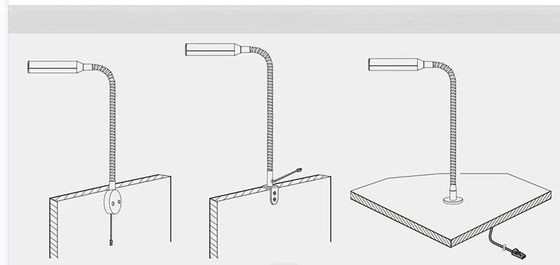 LED Gooseneck Reading Light 12V 24V Book Lamp with Inner Touch Dimmer Sensor Switch