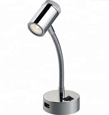 12V Flexible Arm Reading Light with USB Charging Socket for Dimming Spotlight 3W 85lm/w