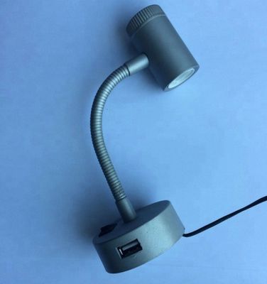 12V Flexible Arm Reading Light with USB Charging Socket for Dimming Spotlight 3W 85lm/w
