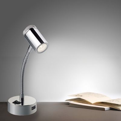 12V Flexible Arm Reading Light with USB Charging Socket for Dimming Spotlight 3W 85lm/w