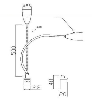1w High Power LED Press Button Switch Book Lamps for Bedside Reading in Round Shade Shape