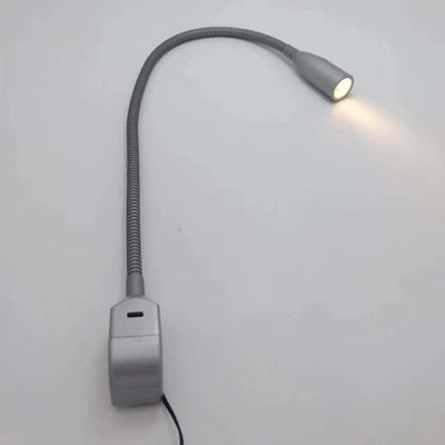 RV BOAT Gooseneck Reading Light with USB Charging and Plastic Shade 12V Bed Side Light