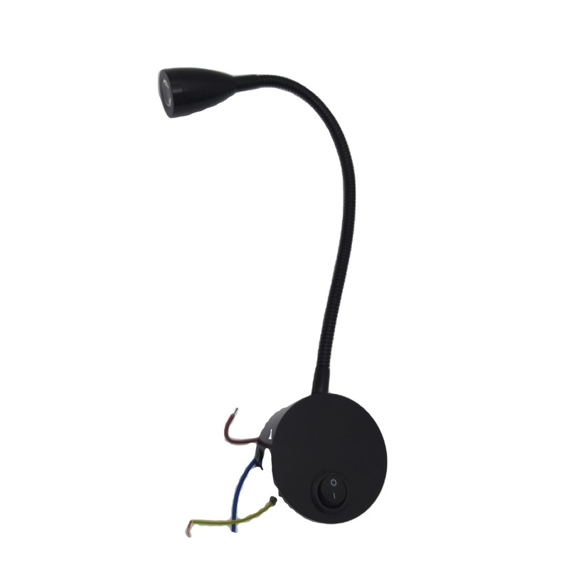 Adjustable Gooseneck Wall Reading Light with USB Port Switch Control AC 100-240V Input