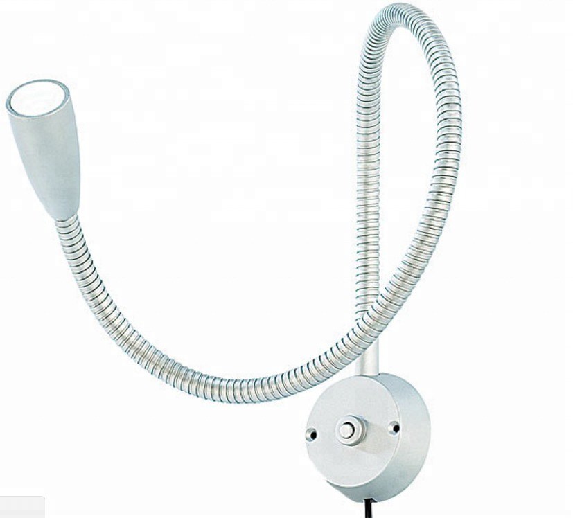 Hotel Accommodation Wall Mounted LED Bedside Reading Lamp with Flexible Gooseneck
