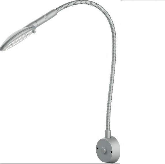 Silver Wall Mount Touch Switch Flexible Gooseneck Snake LED Reading Light