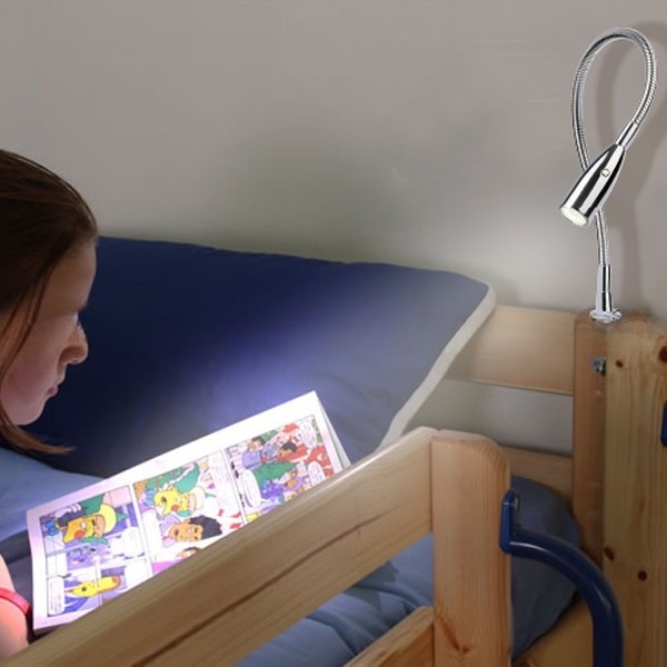 1w High Power LED Press Button Switch Book Lamps for Bedside Reading in Round Shade Shape